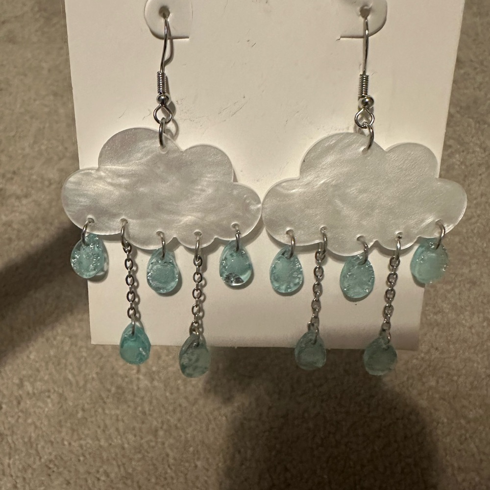 Rain Cloud Dangly Earrings - Picture 4 of 4
